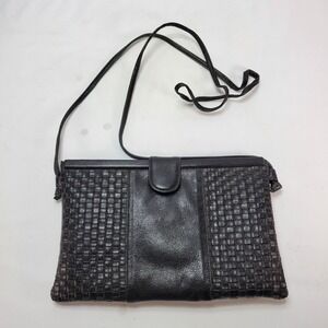 Koret Crossbody Bag Womens S‎ Black Woven Basketweave Vintage Retro Clutch